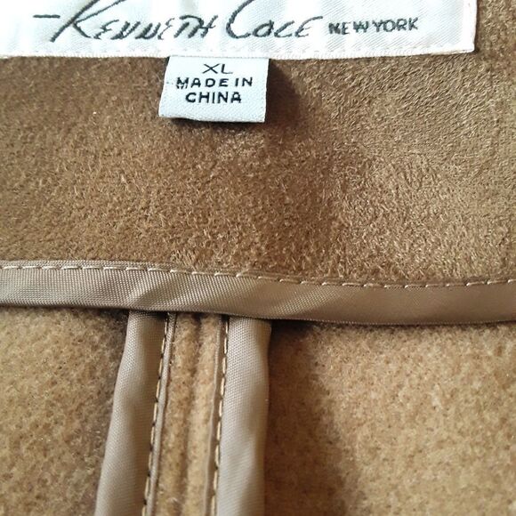 Kenneth Cole New-York Tan Block Open COAT Caramel Women Size XL - Picture 6 of 9